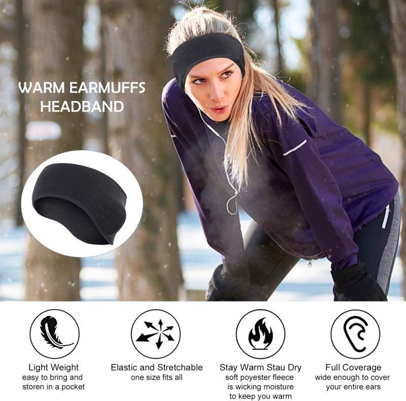 Roysmart Winter Ear Warmers Headband, Stretchy Yoga Headband Gym Sport Headband Thermal Ear Muffs Ski Headband Moisture Wicking for Women Man (Black) - Headbands - British D'sire