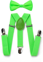 RSXING Kids Braces Bow Tie Set - Toddler Adjustable Suspenders Bowtie Elastic Band with Clip - on Y - Shape Suspender set Boys The Classic Bow Tie Braces for Wedding, Formal Events - Kids brace - British D'sire