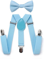 RSXING Kids Braces Bow Tie Set - Toddler Adjustable Suspenders Bowtie Elastic Band with Clip - on Y - Shape Suspender set Boys The Classic Bow Tie Braces for Wedding, Formal Events - Kids brace - British D'sire