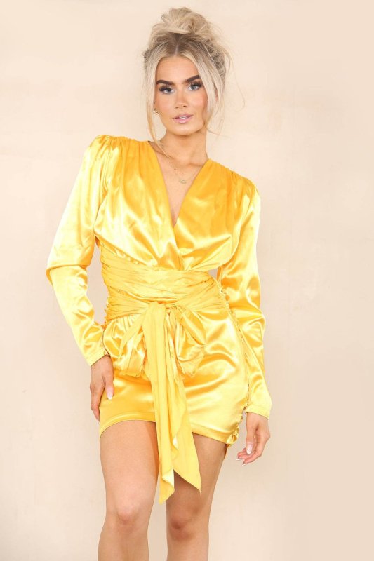 Ruched Dress With Sleeves - mini dress - British D'sire Main image