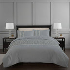 Ruffle Design Duvet Cover Soft Elegant Bedding Set with Pillowcases - Single - Silver - British D'sire