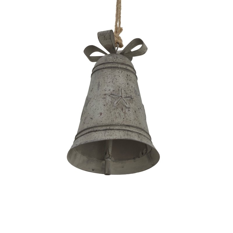 Rustic Metal Hanging Bell With Bow - Christmas Decor - British D'sire