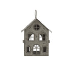 Rustic Metal Hanging House Tealight With Glass Votive - Candle Holder - British D'sire