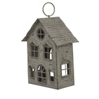 Rustic Metal Hanging House Tealight With Glass Votive - Candle Holder - British D'sire