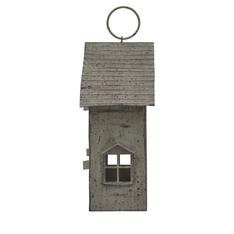 Rustic Metal Hanging House Tealight With Glass Votive - Candle Holder - British D'sire