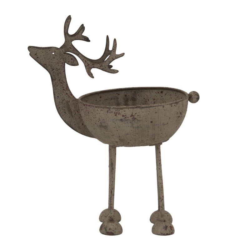 Rustic Metal Reindeer Bowl Home Decor Ornament Decoration - Christmas Decor - British D'sire
