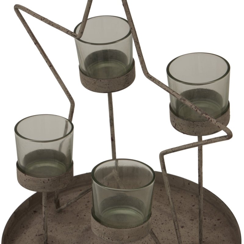 Rustic Outline Star With Four Glass Votives - Christmas Decor - British D'sire