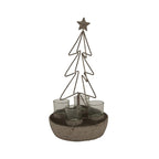 Rustic Outline Tree And Star With Four Glass Votives - Christmas Decor - British D'sire
