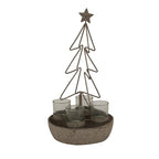Rustic Outline Tree And Star With Four Glass Votives - Christmas Decor - British D'sire