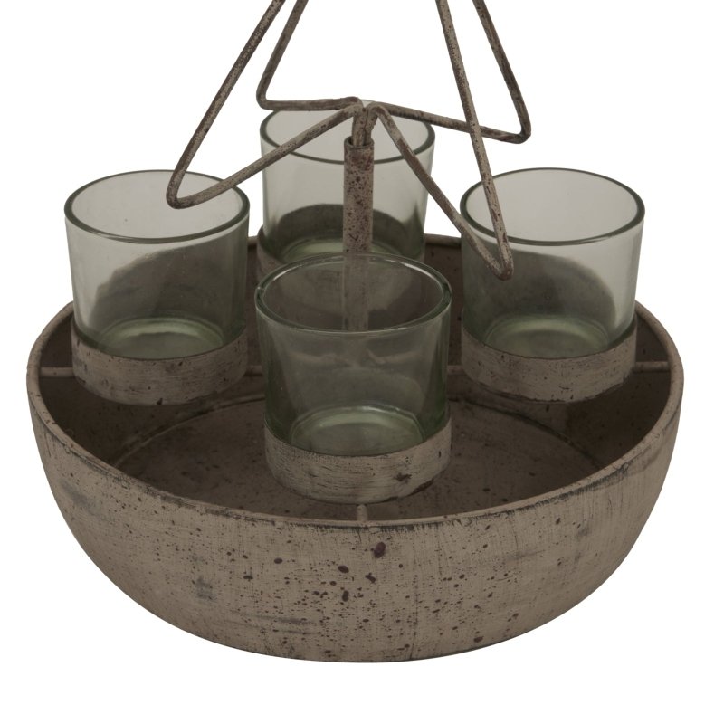 Rustic Outline Tree And Star With Four Glass Votives - Christmas Decor - British D'sire