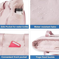 Rustique designs BAGSMART Women's Tote Bag with Zipper | Medium - Sized Work Handbag and Shoulder Bag with Yoga Mat Buckle | Versatile and Durable Bag for Travel, Gym, Beach, School, and Office - Tote Bag - British D'sire