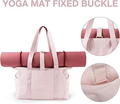 Rustique designs BAGSMART Women's Tote Bag with Zipper | Medium - Sized Work Handbag and Shoulder Bag with Yoga Mat Buckle | Versatile and Durable Bag for Travel, Gym, Beach, School, and Office - Tote Bag - British D'sire