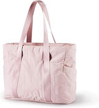 Rustique designs BAGSMART Women's Tote Bag with Zipper | Medium - Sized Work Handbag and Shoulder Bag with Yoga Mat Buckle | Versatile and Durable Bag for Travel, Gym, Beach, School, and Office - Tote Bag - British D'sire