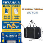 Ryanair Airlines Cabin Bag 40x20x25 Underseat Foldable Travel Duffel Bag Holdall Tote Carry on Hand Luggage Overnight for Women and Men 20L - Bags & Accessories - British D'sire