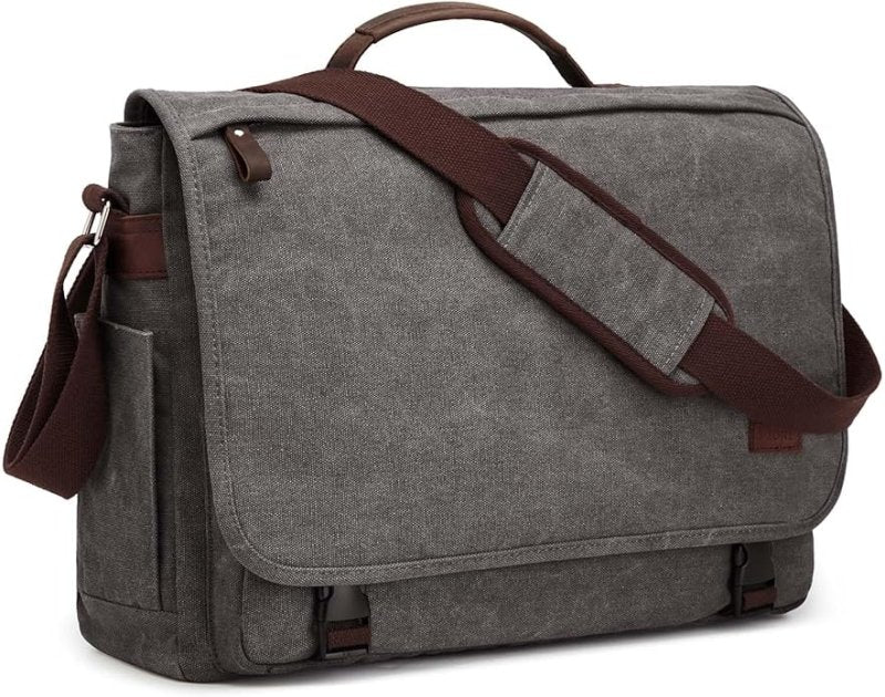 S - ZONE 17.3 Inches Laptop Messenger Bag Extra Large Men Canvas Briefcase Crossbody Satchel Shoulder Bag with Luggage Sleeve - Shoulder Bag - British D'sire Main image