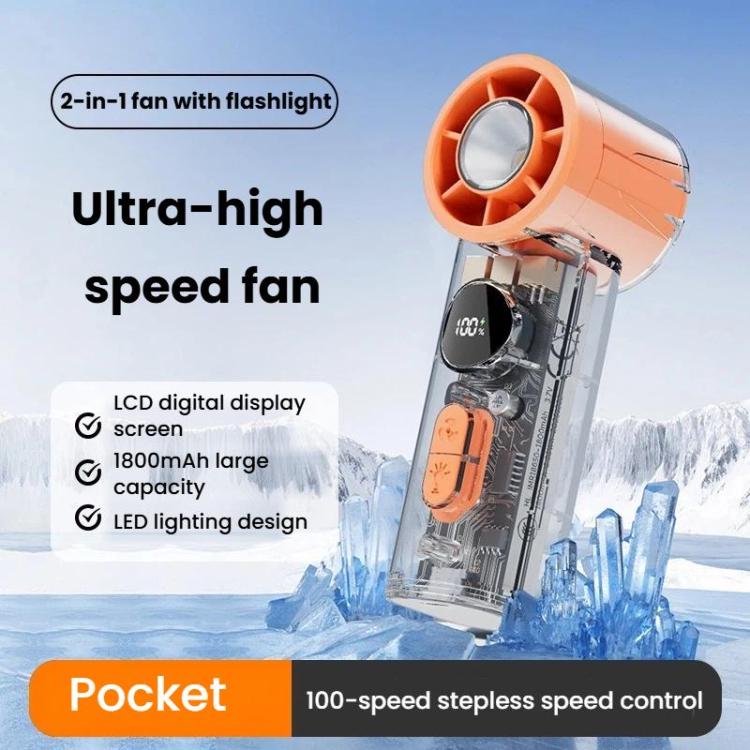 S8 High - Speed Ice Cooling Fan Digital Display Quiet Handheld Fan(Orange) - Fan - British D'sire