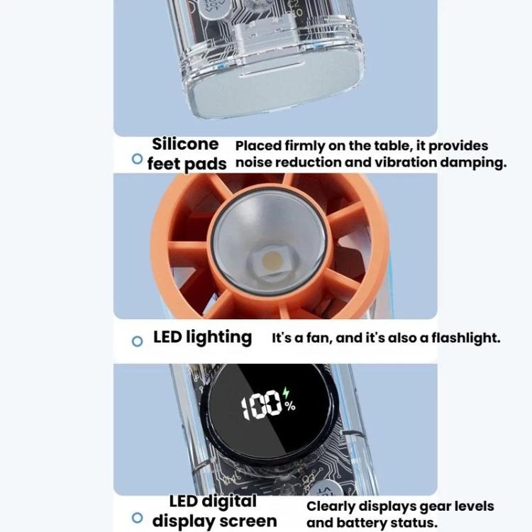S8 High - Speed Ice Cooling Fan Digital Display Quiet Handheld Fan(Orange) - Fan - British D'sire