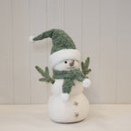 Sage and White Felt Snowman with Scarf and Branch Style Arms - Christmas Decor - British D'sire