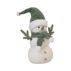 Sage and White Felt Snowman with Scarf and Branch Style Arms - Christmas Decor - British D'sire