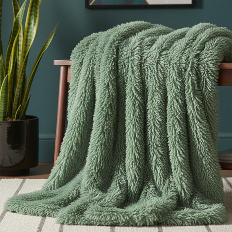 Cuddly Extra Fluffy Throw Ultra Soft Plush Blanket for Sofa Bed Home Decor - Ochre