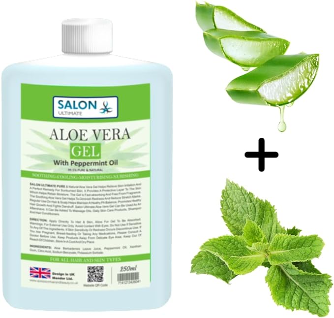 SALON ULTIMATE 250ml Aloe Vera Gel with 99.5% Pure Organic & Natural, for All Skin Types Hair, Face, Body, Sunburn, After Sun Bath, Scars, Hydrating & Cooling Refreshing, Rich in Vitamins - British D'sire