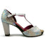 Salute - White Iridescent t strap sandal - Heel Shoe - British D'sire