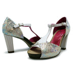 Salute - White Iridescent t strap sandal - Chanii B