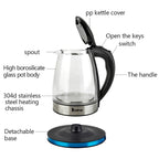 [Same model: 22701299] HD-1861-A 220V 2000W 1.8L Electric Glass Kettle UK Plug - British D'sire