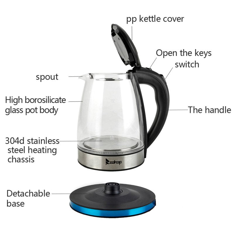 [Same model: 22701299] HD-1861-A 220V 2000W 1.8L Electric Glass Kettle UK Plug - British D'sire