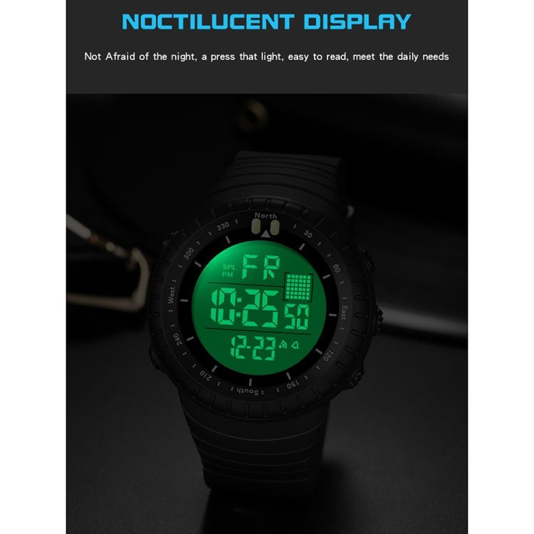 SANDA 6071 Three-split Screen LED Digital Display Luminous Stopwatch Timing Multifunctional Men Sports Electronic Watch(Black White) - British D'sire