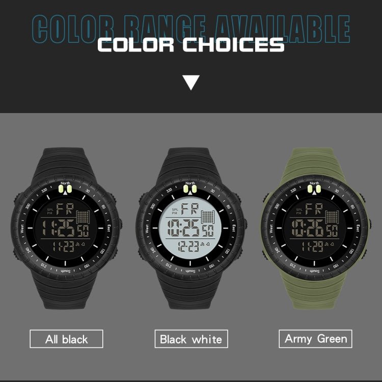 SANDA 6071 Three-split Screen LED Digital Display Luminous Stopwatch Timing Multifunctional Men Sports Electronic Watch(Black White) Secondary image