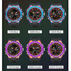 SANDA Dual Digital Display Luminous Stopwatch Chronograph Alarm Clock Men Quartz Sports Watch(6008 Symphony Blue) - British D'sire