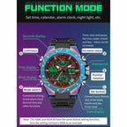 SANDA Dual Digital Display Luminous Stopwatch Chronograph Alarm Clock Men Quartz Sports Watch(6008 Symphony Blue) - British D'sire