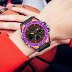 SANDA Dual Digital Display Luminous Stopwatch Chronograph Alarm Clock Men Quartz Sports Watch(6008 Symphony Blue) - British D'sire