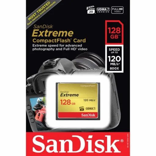 SanDisk Extreme 128GB UDMA7 CompactFlash Card (Black/Gold) - British D'sire