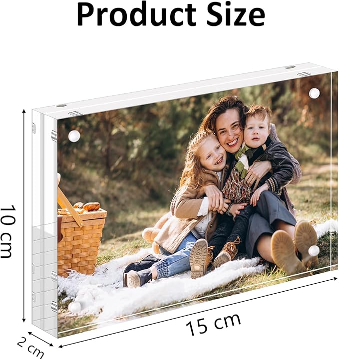 SAREAL Picture Frames Acrylic, 4 x 6 Acrylic Frame, 10 x 15 cm Clear Picture Frames Freestanding Double Sided Magnetic Acrylic Block Photo Frame, 1Pack Secondary image