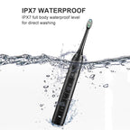 Sarmocare S100 IPX7 Waterproof Portable Sonic Electric Toothbrush with 8 - brush Heads(Black) - British D'sire