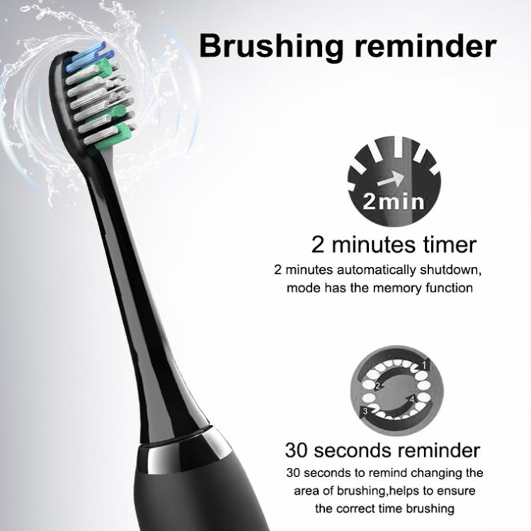 Sarmocare S100 IPX7 Waterproof Portable Sonic Electric Toothbrush with 8 - brush Heads(Black) - British D'sire