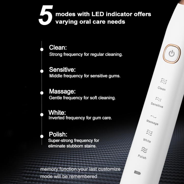 Sarmocare S100 IPX7 Waterproof Portable Sonic Electric Toothbrush with 8 - brush Heads(Black) - British D'sire