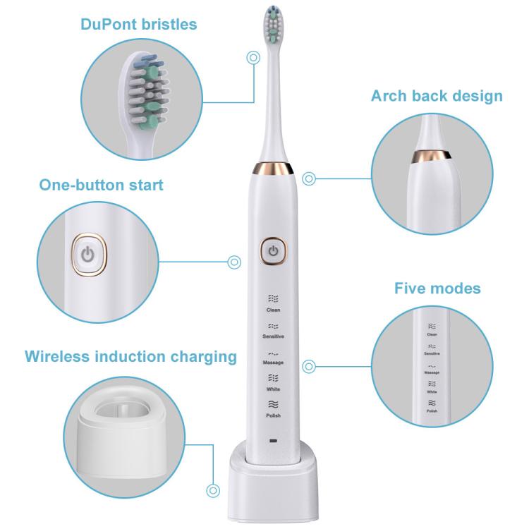 Sarmocare S100 IPX7 Waterproof Portable Sonic Electric Toothbrush with 8 - brush Heads(Black) - British D'sire