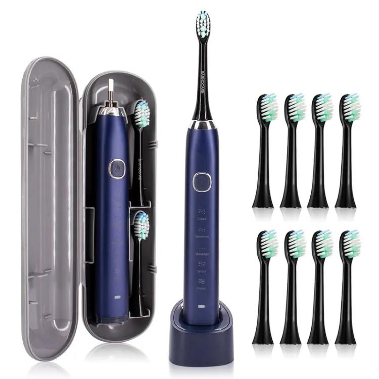 Sarmocare S100 IPX7 Waterproof Portable Sonic Electric Toothbrush with 8 - brush Heads(Navy Blue) - British D'sire Main image