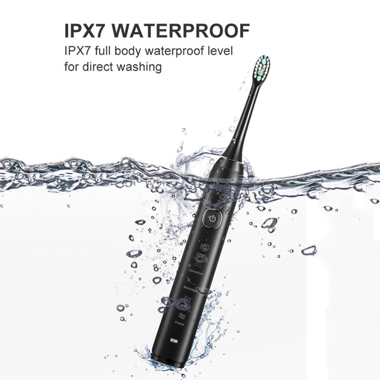 Sarmocare S100 IPX7 Waterproof Portable Sonic Electric Toothbrush with 8 - brush Heads(Navy Blue) - British D'sire