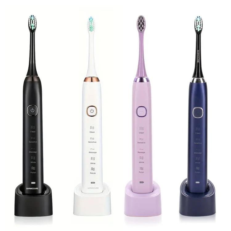 Sarmocare S100 IPX7 Waterproof Portable Sonic Electric Toothbrush with 8 - brush Heads(Navy Blue) - British D'sire