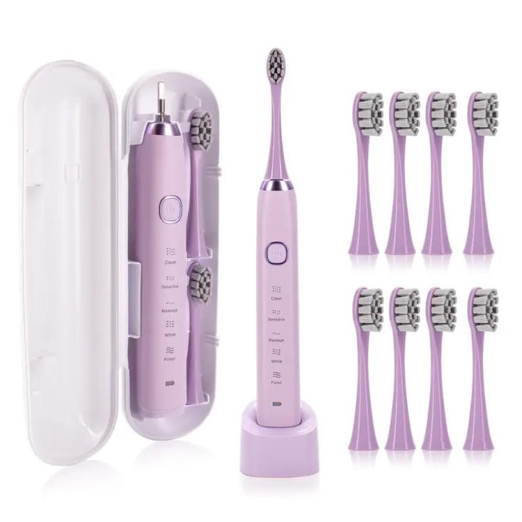 Sarmocare S100 IPX7 Waterproof Portable Sonic Electric Toothbrush with 8 - brush Heads(Purple) - British D'sire Main image