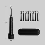 Sarmocare S100 IPX7 Waterproof Portable Sonic Electric Toothbrush with 8 - brush Heads(White) - British D'sire