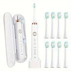 Sarmocare S100 IPX7 Waterproof Portable Sonic Electric Toothbrush with 8 - brush Heads(White) - British D'sire
