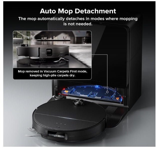 Saros 10 Robot Vacuum Cleaner 22,000 Pa, 3.14 - Inch Ultra Slim, Zero - Tangling, AI 3.0 Obstacle Avoidance, Auto Detachable Mop, 80°C Mop Washing, Hot Water Dock Self Cleaning (Black) - Robot Vacuum Cleaner - British D'sire