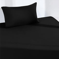 Sassia AR Ware Double Fitted Sheet – 25cm Deep Ultra Soft Microfiber Elastic Bed Sheet | Wrinkle - Free, Non - Iron, Fade - Resistant Design | Easy - Care Fitted Sheet in Black for Comfortable & Stylish Bedroom Décor - Microfiber Elastic Fitted Bed Sheets - British D'sire