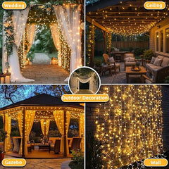 Sassia Dekofun 300 LED Curtain Fairy Lights – 3m x 3m Waterproof Outdoor String Lights | Mains Powered with 8 Modes for Gazebo, Pergola, Wedding & Wall Decorations | Durable, Versatile Lighting for Indoor & Outdoor Use - LED Lights - British D'sire