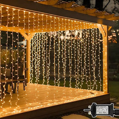 Sassia Dekofun 300 LED Curtain Fairy Lights – 3m x 3m Waterproof Outdoor String Lights | Mains Powered with 8 Modes for Gazebo, Pergola, Wedding & Wall Decorations | Durable, Versatile Lighting for Indoor & Outdoor Use - LED Lights - British D'sire
